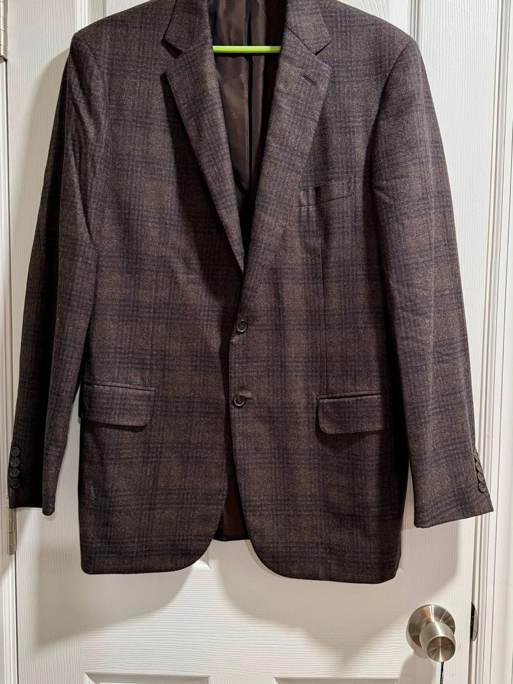 Brioni Brown and Blue Plaid Sport Coat
